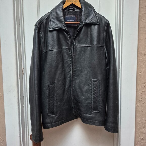 Tommy Hilfiger Black Leather Jacket - M - Picture 1 of 11